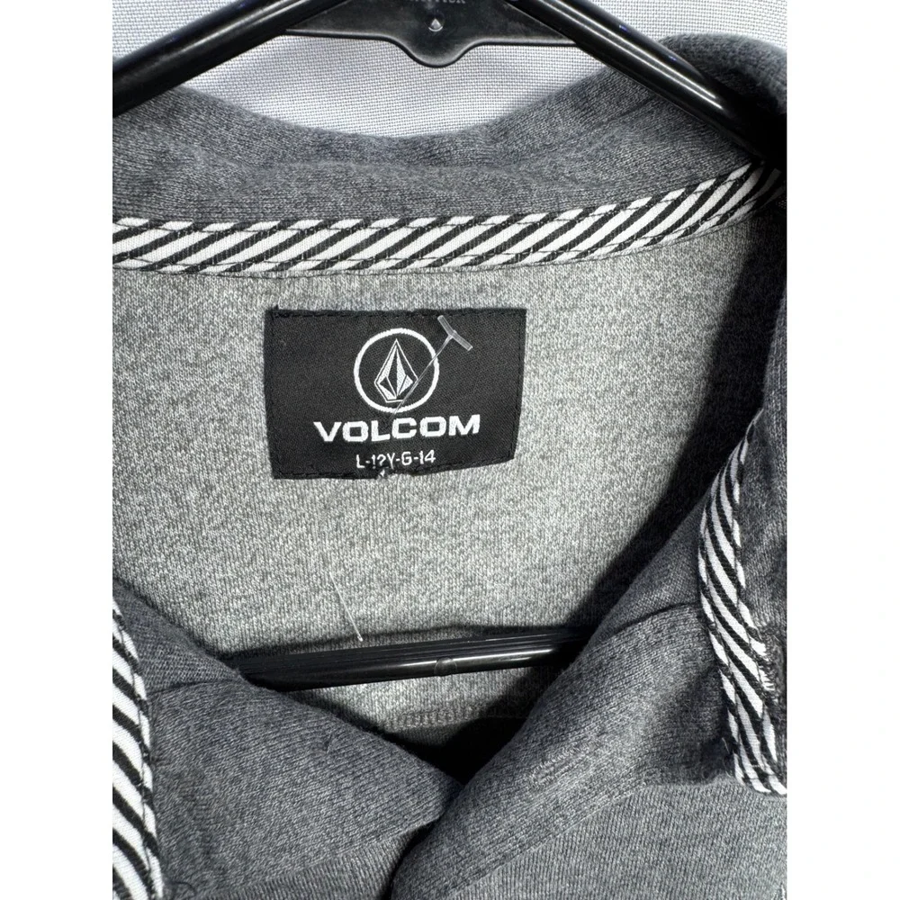 Volcom Boys Heather Gray Short Sleeve Polo Shirt Stone Logo Kids Size Large12-14